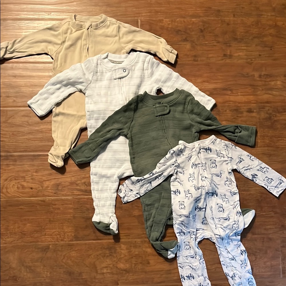 Cozy Kids One Piece Set - Cream, Green, White, and Blue
